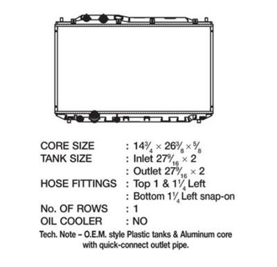 CSF Radiators 3362 Radiator, Plastic/Aluminum, Downflow, Honda Civic, 06-11, US/Canada built, Ea.