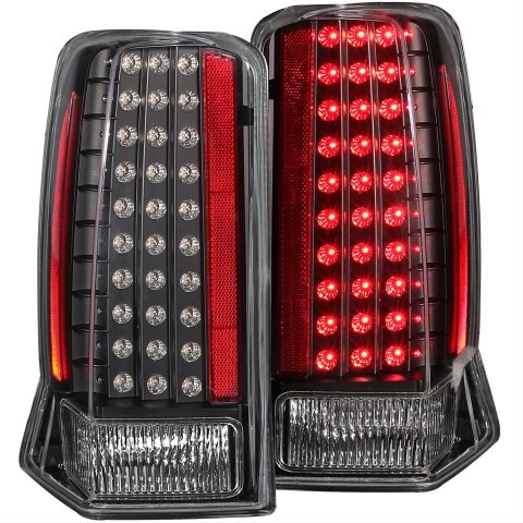 Anzo LED Taillights 311121 Taillight Assemblies, LED, Clear with Red Inserts Lens, Black Housing, Cadillac, without Red Cap, Set