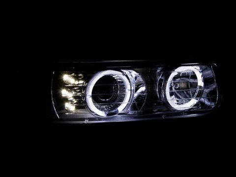 Anzo Headlights 111190 Headlight Assemblies, Projector with Halo, Clear Lens, Chrome Housing, Chevy, Pair