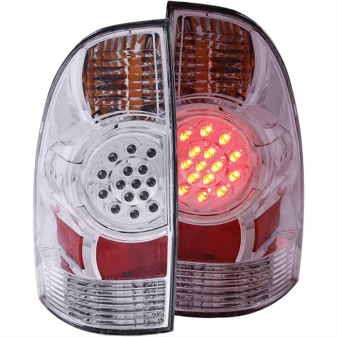 Anzo LED Taillights 311041 Taillights, LED, Clear with Red Inserts Lens, Chrome Housing, Toyota, Models without Bed Light Only, Pair
