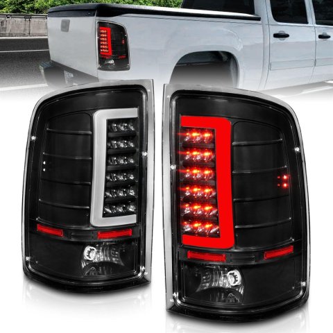Anzo LED Taillights 311388 Tail Light Assemblies, LED, Black Housing, Clear Lens, Bar, Turn Signal, Brake, Parking, GMC, Pair