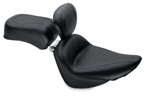 Mustang Motorcycle Seats Powersports 79713 00-15 Harley Softail Std Rear Tire Std Touring, Wide Touring Recessed Passenger Seat - Black