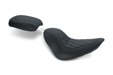 Mustang Motorcycle Seats Powersports 76784 06-17 Harley Softail Wide Tire (200mm) Tripper Solo Seat Diamond Stitch - Black