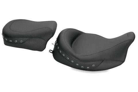 Mustang Motorcycle Seats Powersports 76069 08-21 Harley Electra Glide,Rd Glide,Rd King,Street Glide Solo Seat w/Blk Pearl Studs- Black