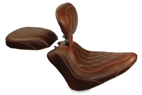 Mustang Motorcycle Seats Powersports 79747 11-13 Harley Blackline,12-17 Slim/Slim S Wide Tripper Solo Seat - Distessed Brown