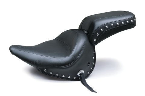 Mustang Motorcycle Seats Powersports 76235 05-17 Harley Deluxe (With Standard Rack) Wide Touring Passenger Seat w/Studs - Black