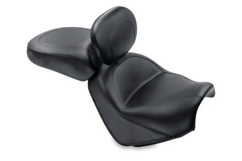Mustang Motorcycle Seats Powersports 79541 05-11 Suzuki Boulevard M50 Standard Touring 2PC Seat w/Driver Backrest - Black