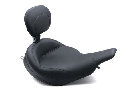 Mustang Motorcycle Seats Powersports 79449 97-07 Harley Electra Glide, Rd Glide Super Touring Solo Seat w/Driver Backrest - Black