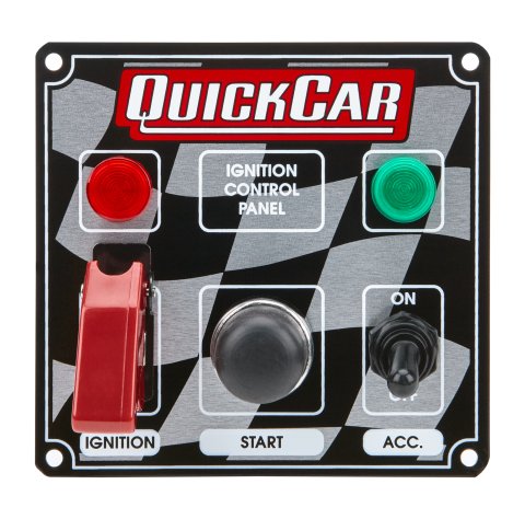 QuickCar Ignition Control Panels 50-023 Panel, Waterproof, Aluminum, 4.625 in. Width, 4.375 in. Height, 2-Switches, Lighted, Each