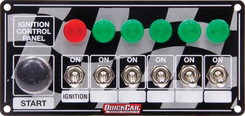 QuickCar Ignition Control Panels 50-166 Panel, Waterproof, Aluminum, 7.0 in. Width, 3.25 in. Height, 7-Switches, Lighted, Each