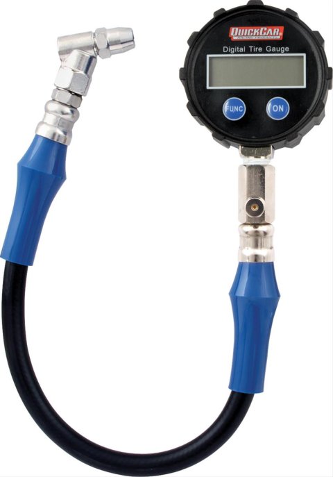 QuickCar Digital Tire Pressure Gauges 56-085 Gauge, Digital, 0-60 psi., 2.5 in. Diameter, Black/Luminescent Green Face, 14 in. Length Hose