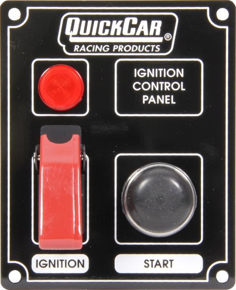 QuickCar Ignition Control Panels 50-853 ICP – Flip Cover Switch, Start Button, & 1 Pilot Light Black