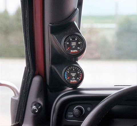 Banks Power Pillar Gauge Pods 63317 Mount, Pillar, Full Coverage, Dual Pod, Black, Plastic, 2 1/16 in. Diameter, Ram, Trucks, Each