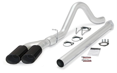 Banks Power Monster Exhaust Systems 49789-B System, Exhaust, Particulate Filter Back, Stainless, Natural, Single Exit, Passenger Side, Turnout, Black Tip, Ford, 6.7L, Kit