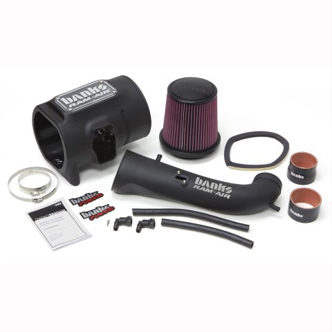 Banks Power Ram-Air Intake Systems 41858 Air Intake, System, Black Polyethylene Tube, Cotton Gauze Filter, Oiled, Red, Chevy, GMC, 1500, 5.3L, 6.2L, Electric Fan, Kit