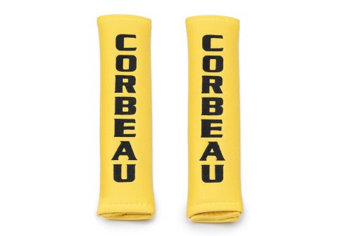 Corbeau Harness Pads 40403 Pads, Cloth, Yellow, Racing Logo, 2.00 in. Width, Pair