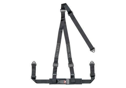 Corbeau 3-Point Harness 43001B Harness, 3-Point, Pull Down, Nylon, Black, 2 in. Width, OEM Style Latch, Bolt-in, Each