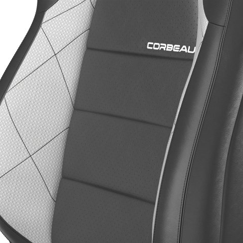 Corbeau Race Reclining Trailcat Black/gray Seat 44919PR Bucket and Bench Seats, Seats, Adjustable Bucket, Vinyl, Black/Gray HD, Black Stitching, Lever Recline, Pair