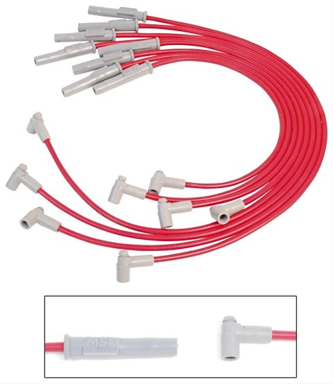 MSD 8.5mm Super Conductor Spark Plug Wire Sets 35379 Wires, Conductor, Spiral Core, 8.5mm, Red, Multi-Angle Boots, HEI, Chevy, GMC, Big Block, Set