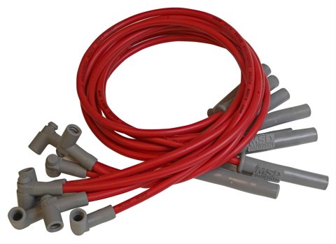 MSD 8.5mm Super Conductor Spark Plug Wire Sets 32739 Wires, Conductor, Spiral Core, 8.5mm, Red, Multi-Angle Boots, Chrysler, 400/440, Set