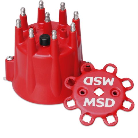 MSD Replacement Distributor Caps 8433 Cap, Male/HEI-Style, Red, Extra-Duty, Pro-Billet, Clamp-Down, GM, V8, Each