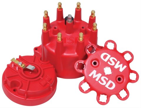 MSD Distributor Cap and Rotor Kits 84315 & Rotor, Red, Stainless Steel Terminals, Small Diameter Race Rotor, Kit
