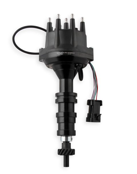 MSD Pro-Billet Dual Sync EFI Distributors 23803 Distributor, EFI, Hall Effect Trigger, Male/HEI, Standard Rotation, Black Cap, Billet Aluminum Housing, Black, Ford, Each