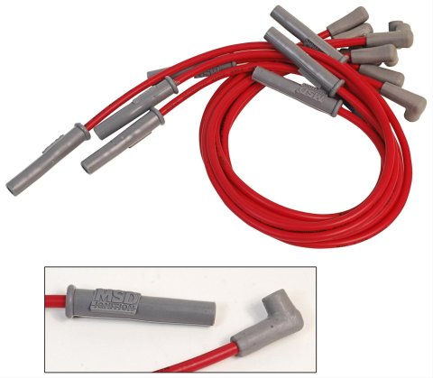 MSD 8.5mm Super Conductor Spark Plug Wire Sets 32119 Wires, Conductor, Spiral Core, 8.5mm, Red, Multi-Angle Boots, Chevy, GMC, 454, Set