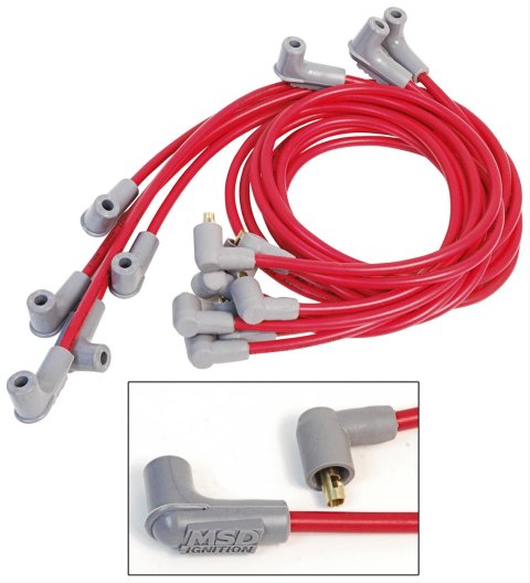 MSD Race Tailored Super Conductor Wire Sets 31609 Spark Plug Wires, Conductor, Spiral Core, 8.5mm, Red, 90 Degree Boots, Chevy, Big Block, Set
