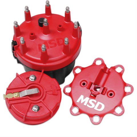 MSD Cap-A-Dapts 8420MSD Cap and Rotor, Cap-A-Dapt, Red, Male/HEI, Stainless Steel Terminals, Clamp-Down, Pro Billet, V8, Kit