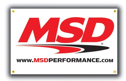MSD Banners 9420MSD Banner, Ignition Logo, White, Vinyl, 60 in. Length x 36 in. Width, with Grommets, Each