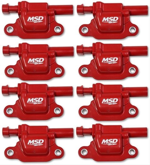 MSD Blaster OEM Replacement Coils 82668 Ignition Coil, OEM, Coil Pack, Epoxy, Female/Socket, Red, Square, Cadillac, Chevrolet, GMC, Set of 8