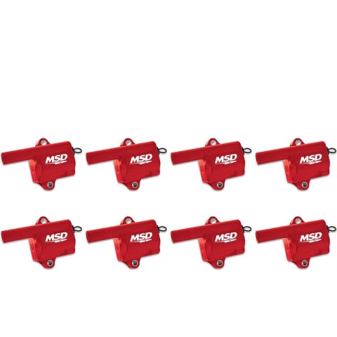 MSD Multiple Spark Coils and Coil Kits 82868 Ignition Coil, MSC II Pack, Epoxy, Square, Red, GM LQ Truck Engines, Set of 8