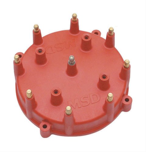 MSD Pro-Caps 7408 Distributor Cap, Male/HEI-Style, Red, Screw-Down, MSD, Billet, Pro-Billet, V8, Each