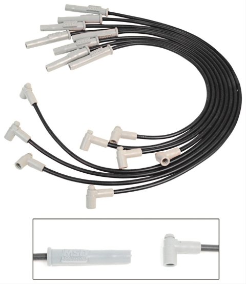 MSD 8.5mm Super Conductor Spark Plug Wire Sets 31803 Wires, Conductor, Spiral Core, 8.5mm, Black, Multi-Angle Boots, Chevy, GMC, 454, Set