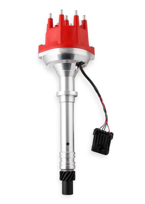 MSD Pro-Billet Dual Sync EFI Distributors 2375MSD Distributor, EFI, Hall Effect Trigger, Male/HEI, Standard Rotation, Red Cap, Billet Aluminum Housing, Natural, Chevy, Each