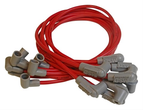 MSD 8.5mm Super Conductor Spark Plug Wire Sets 31659 Wires, Conductor, Spiral Core, 8.5mm, Red, 90 Degree Boots, Chevy, GMC, Small Block, V8, Set