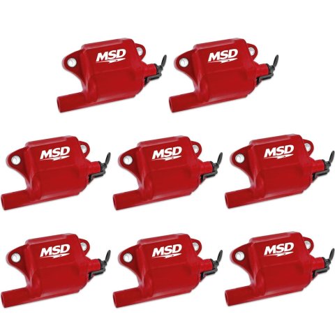 MSD Pro Power Coils 82878 Ignition Coil, MSC II Coil Pack, Epoxy, Square, Red, GM LS2/LS7, Set of 8