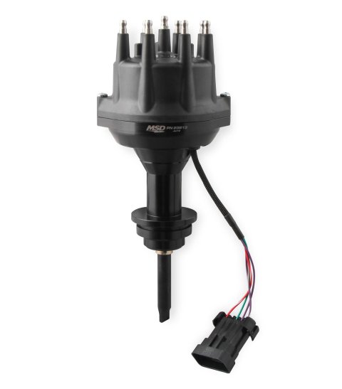 MSD Pro-Billet Dual Sync EFI Distributors 23813 Distributor, EFI, Hall Effect, Male/HEI, Standard Rotation, Black Cap, Billet Aluminum Housing, Chrysler, Dodge, Small Block,Each