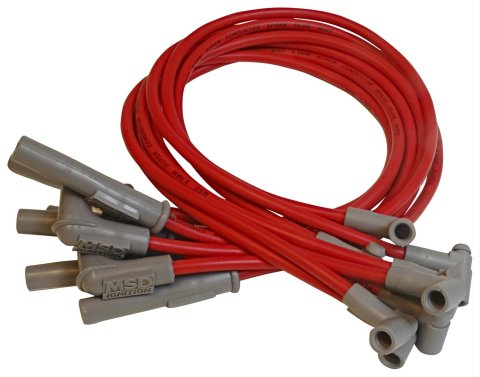 MSD 8.5mm Super Conductor Spark Plug Wire Sets for 1982-1983 CAMARO, FIREBIRD, 1982 CAPRICE - 31409 Wires, Conductor, Spiral Core, 8.5mm, Red, Multi-Angle Boots, GM, V8, Set