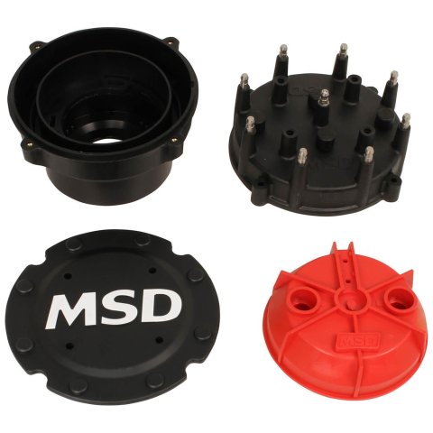 MSD Cap-A-Dapts 74553 Distributor Cap and Rotor Kits, Cap-A-Dapts, Male/HEI, Bolt-on, Black Thermoplastic Cap, Fits Band Clamp-style Pro Mags Only, MSD, Kit