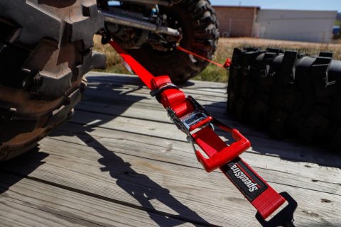 PRP Seats SpeedStrap Ratchet Tie-Down and Axle Strap Combos 27013 Straps, SpeedStrap, with Strap, Ratchet, Twisted Snap Hook, Protective Sleeve, 2 in. Width, 10 ft. Length, Red, Each