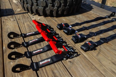 PRP Seats SpeedStrap Off-Road Tie-Down Kits 71730 Straps, SpeedStrap, Off-Road, Four 10 ft. Tie-Downs with Axle Straps, Ratchet, Twisted Snap Hook, Black, Four SpeedWraps, Storage Bag, Kit
