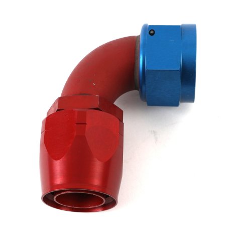 Aeroquip Reusable Hose Ends FBM1037 Fitting, End, AQP Hose, 90 Degree, -20 AN to Female -20 AN, Aluminum, Red/Blue, Each