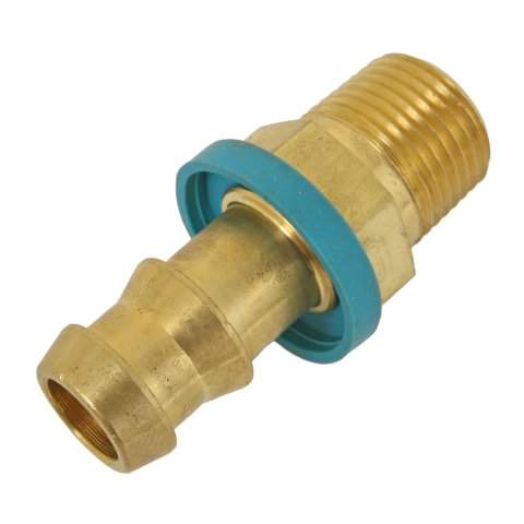 Aeroquip Socketless Hose Ends FBM1206 Fitting, End, AQP Socketless, Straight, -8 AN Barb to Male 3/8 in. NPT, Brass, Natural, Each