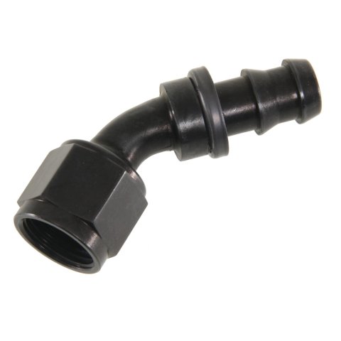 Aeroquip Socketless Hose Ends FBL1523 Fitting, End, AQP Socketless, 45 Degree, -8 AN Barb to Female -8 AN, Aluminum, Black Anodized, Each
