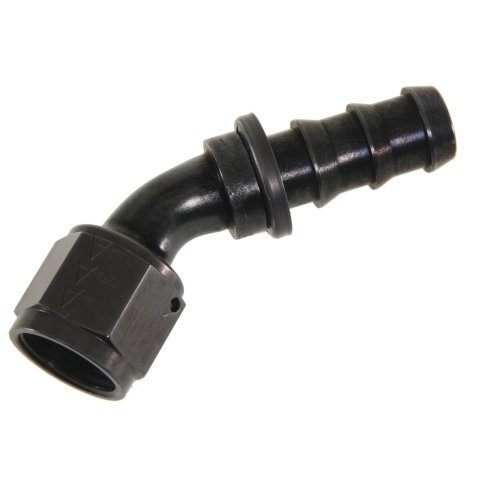 Aeroquip Socketless Hose Ends FBL1524 Fitting, End, AQP Socketless, 45 Degree, -10 AN Barb to Female -10 AN, Aluminum, Black Anodized, Each