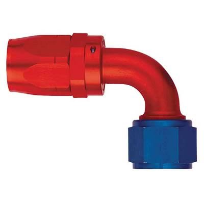 Aeroquip Reusable Hose Ends FBM4035 Fitting, End, AQP Hose, 90 Degree, -12 AN to Female -12 AN, Aluminum, Red/Blue, Each