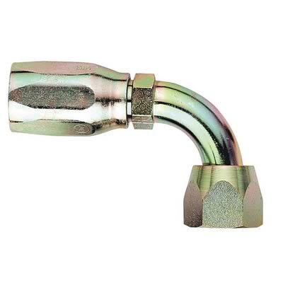 Aeroquip Reusable Hose Ends FBM1374 Fitting, End, AQP High Pressure, 90 Degree, -10 AN to 7/8 -14 in. Female Thread, Steel, Natural, Each