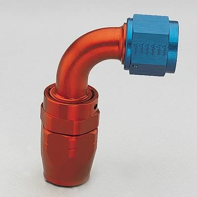 Aeroquip Reusable Hose Ends FBM4034 Fitting, End, AQP Hose, 90 Degree, -10 AN to Female -10 AN, Aluminum, Red/Blue, Each